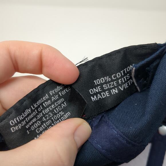 US Air Force Strapback Baseball Cap Blue One Size Adjustable 6 Panel Top Level - Picture 10 of 10